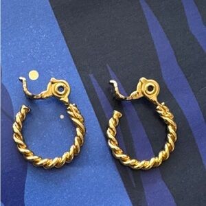 Monet Gold plated Rope Clip-on Hoop Earrings